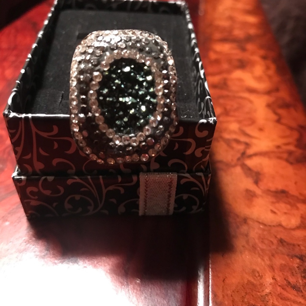 New sterling silver blue/green drusy ring